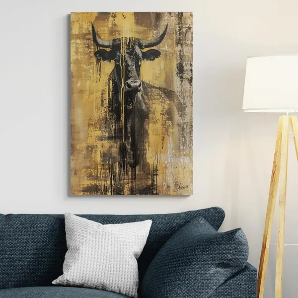 Contemporary_Black_Gold_Bull_Premium_Framed_Canvas_Painting_For_Home_And_Offices