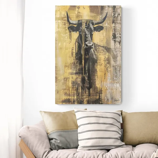 Contemporary_Black_Gold_Bull_Premium_Framed_Canvas_Painting_For_Home_And_Offices