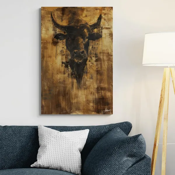 Silent_Strength_Bull_Premium_Framed_Art_Canvas_Painting_For_Home_And_Offices