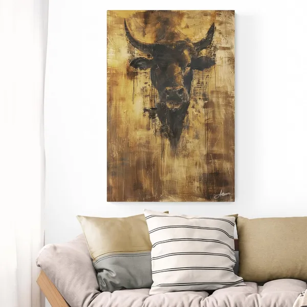 Silent_Strength_Bull_Premium_Framed_Art_Canvas_Painting_For_Home_And_Offices