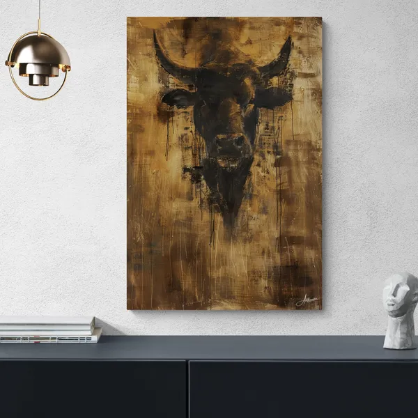 Silent_Strength_Bull_Premium_Framed_Art_Canvas_Painting_For_Home_And_Offices