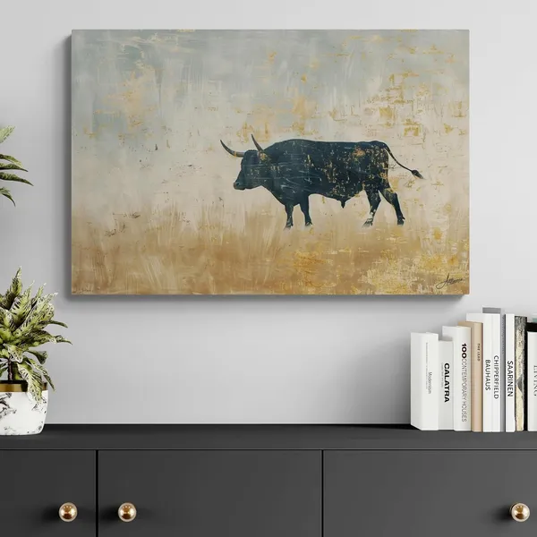 Minimal_Bull_Silhouette_Framed_Art_Premium_Canvas_Painting_For_Home_And_Offices