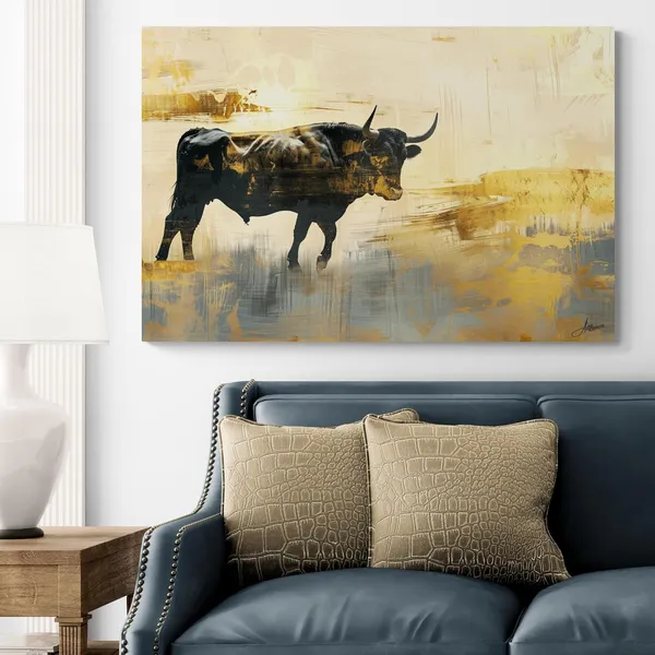 Golden_Bull_Framed_Art_Luxury_Office_Canvas_Painting_For_Home_And_Offices