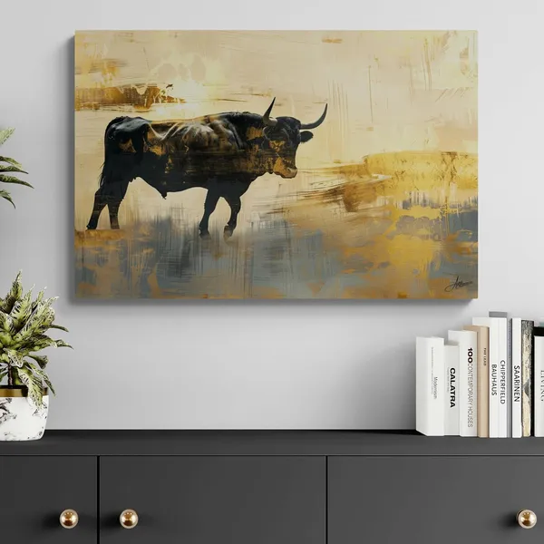 Golden_Bull_Framed_Art_Luxury_Office_Canvas_Painting_For_Home_And_Offices