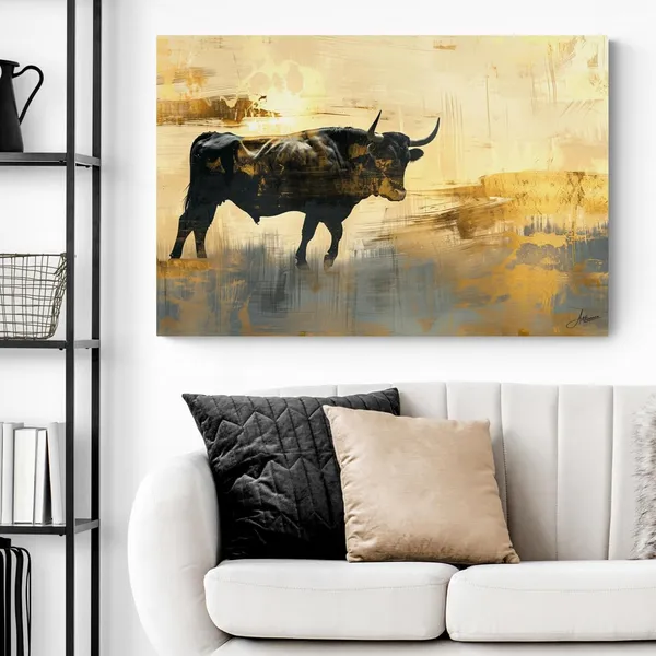 Golden_Bull_Framed_Art_Luxury_Office_Canvas_Painting_For_Home_And_Offices