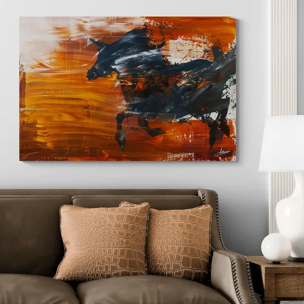 Charging_Bull_Abstract_Framed_Art_Luxury_Canvas_Painting_For_Home_And_Offices