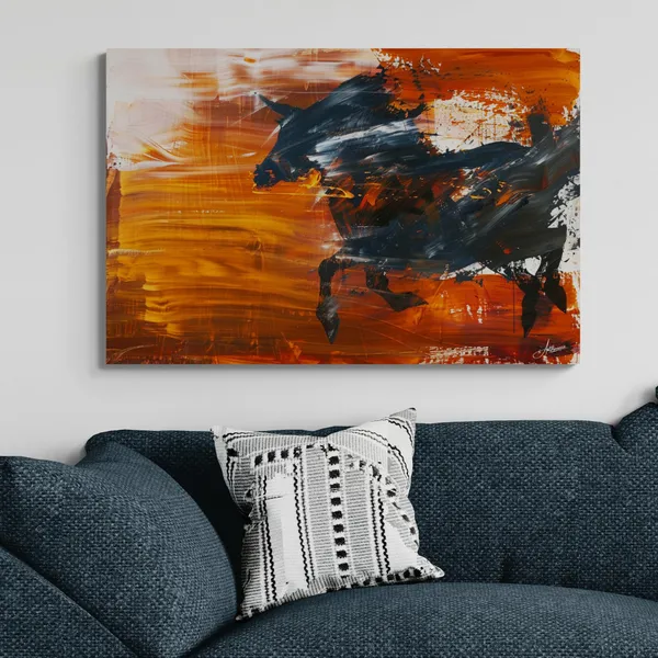 Charging_Bull_Abstract_Framed_Art_Luxury_Canvas_Painting_For_Home_And_Offices