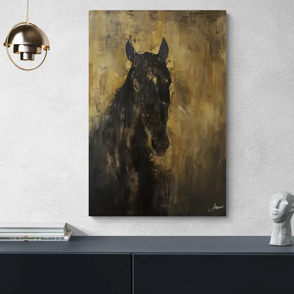 Majestic_Black_Horse_Framed_Art_Luxury_Canvas_Painting_For_Home_And_Offices