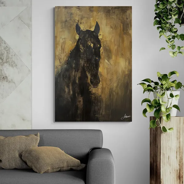 Majestic_Black_Horse_Framed_Art_Luxury_Canvas_Painting_For_Home_And_Offices