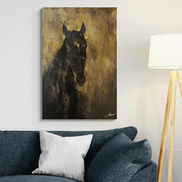 Majestic_Black_Horse_Framed_Art_Luxury_Canvas_Painting_For_Home_And_Offices
