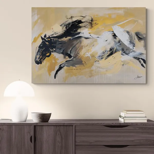 Abstract_Running_Horse_Framed_Art_Luxury_Canvas_Painting_For_Home_And_Offices