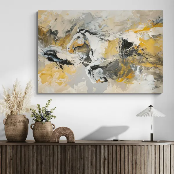 Abstract_White_Horse_Framed_Art_Luxury_Canvas_Painting_For_Home_And_Offices