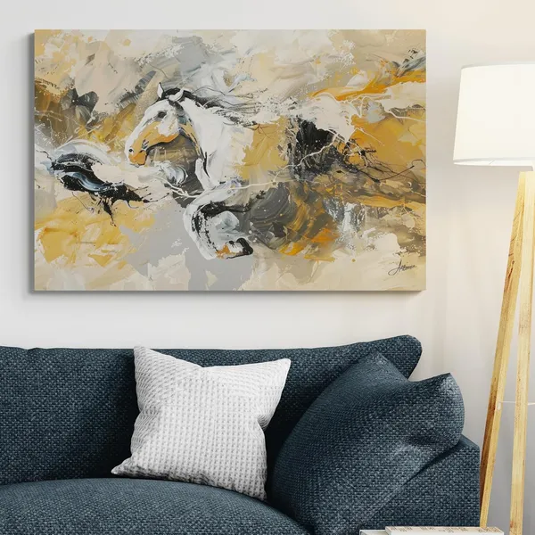 Abstract_White_Horse_Framed_Art_Luxury_Canvas_Painting_For_Home_And_Offices