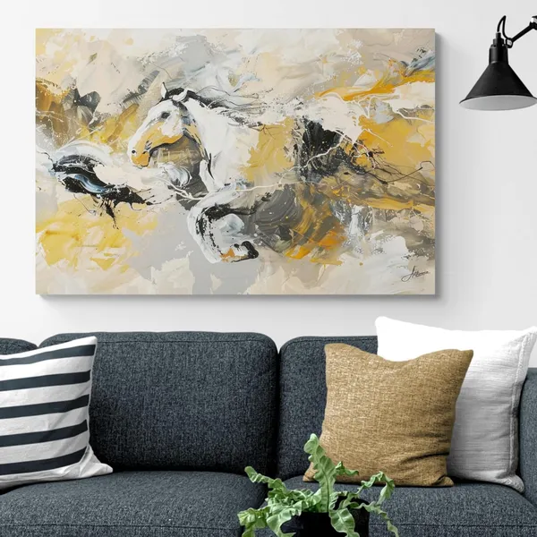 Abstract_White_Horse_Framed_Art_Luxury_Canvas_Painting_For_Home_And_Offices