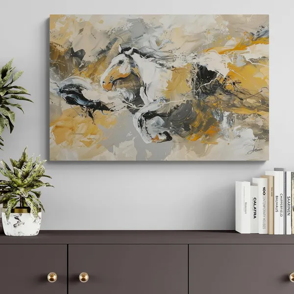 Abstract_White_Horse_Framed_Art_Luxury_Canvas_Painting_For_Home_And_Offices
