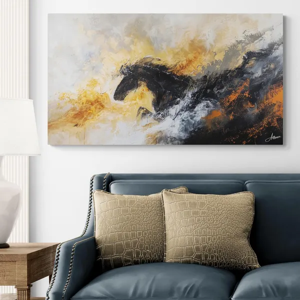 Abstract_Black_Horse_Framed_Art_Luxury_Canvas_Painting_For_Home_And_Offices