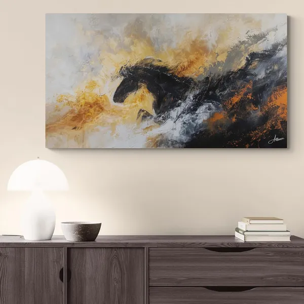 Abstract_Black_Horse_Framed_Art_Luxury_Canvas_Painting_For_Home_And_Offices