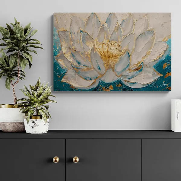 Luxury_White_Lotus_Framed_Art_Premium_Canvas_Painting_For_Home_And_Offices