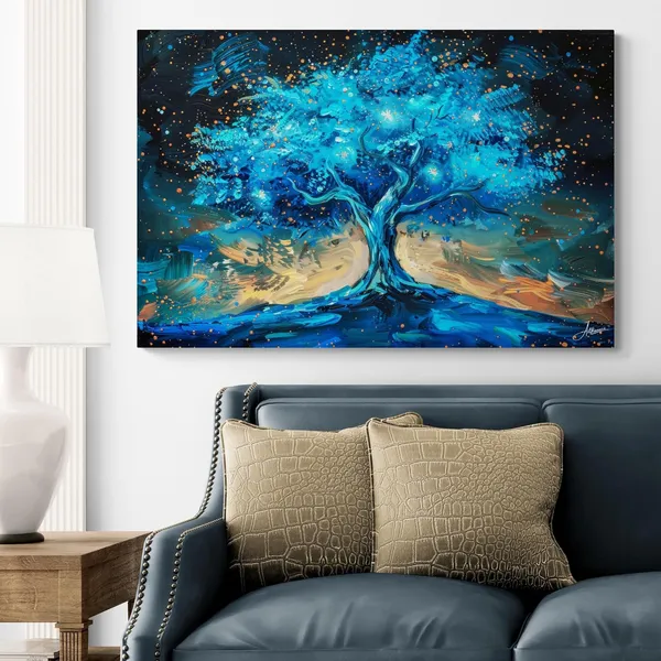 Abstract_Blue_Tree_Life_Framed_Art_Canvas_Painting_For_Home_And_Offices