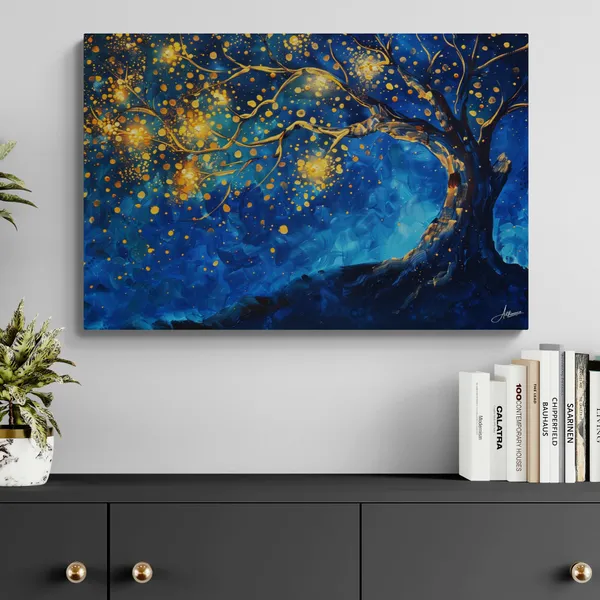 Abstract_Blue_Tree_Life_Framed_Art_Canvas_Painting_For_Home_And_Offices