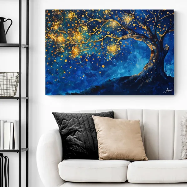 Abstract_Blue_Tree_Life_Framed_Art_Canvas_Painting_For_Home_And_Offices
