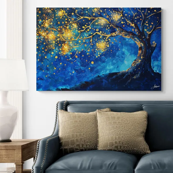 Abstract_Blue_Tree_Life_Framed_Art_Canvas_Painting_For_Home_And_Offices