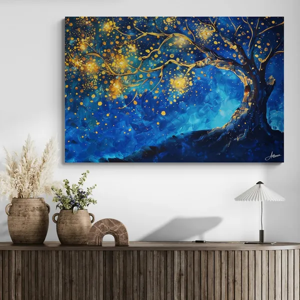 Abstract_Blue_Tree_Life_Framed_Art_Canvas_Painting_For_Home_And_Offices