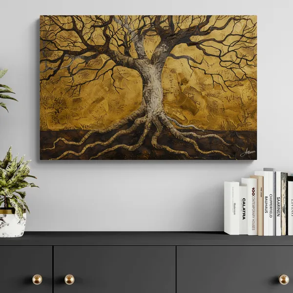 Golden_Abstract_Tree_Life_Framed_Art_Canvas_Painting_For_Home_And_Offices