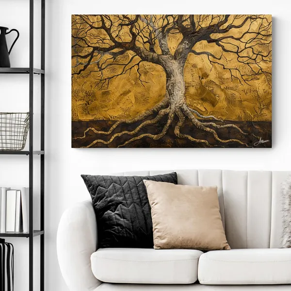 Golden_Abstract_Tree_Life_Framed_Art_Canvas_Painting_For_Home_And_Offices
