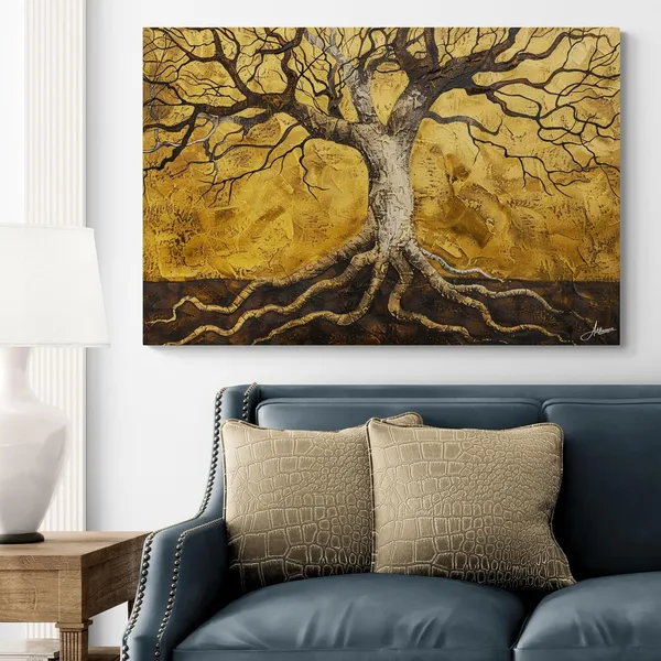 Golden_Abstract_Tree_Life_Framed_Art_Canvas_Painting_For_Home_And_Offices