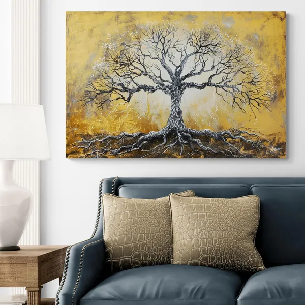 Golden_Abstract_Tree_Life_Framed_Art_Canvas_Painting_For_Home_And_Offices