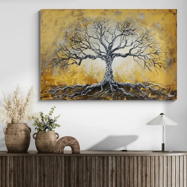 Golden_Abstract_Tree_Life_Framed_Art_Canvas_Painting_For_Home_And_Offices