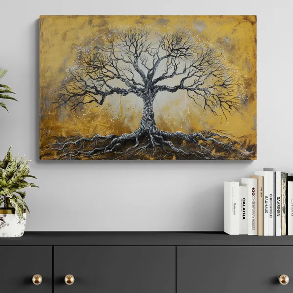 Golden_Abstract_Tree_Life_Framed_Art_Canvas_Painting_For_Home_And_Offices