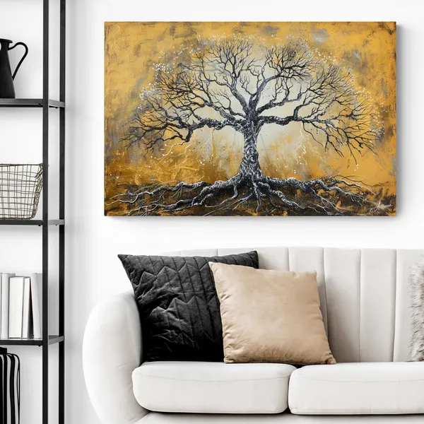 Golden_Abstract_Tree_Life_Framed_Art_Canvas_Painting_For_Home_And_Offices