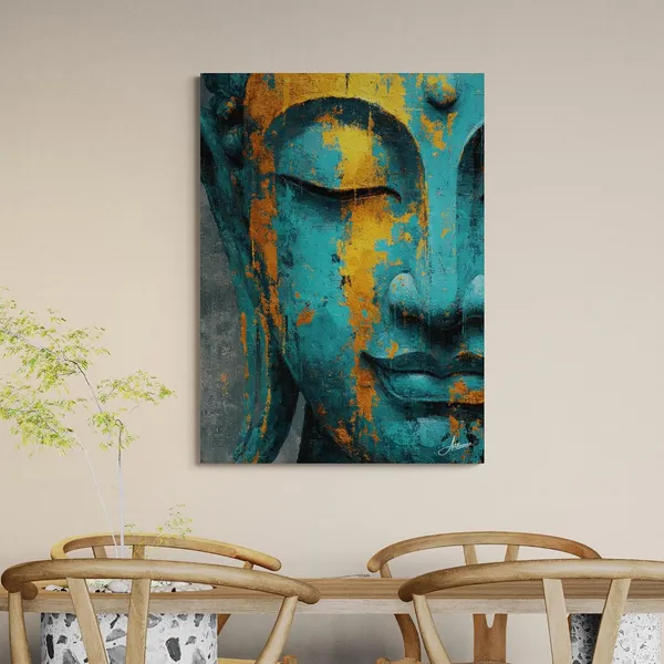Turquoise_Gold_Buddha_Face_Office_Decor_Canvas_Painting_For_Home_And_Offices