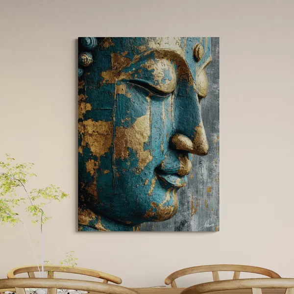 Gold_Teal_Buddha_Side_Face_Modern_Canvas_Painting_For_Home_And_Offices
