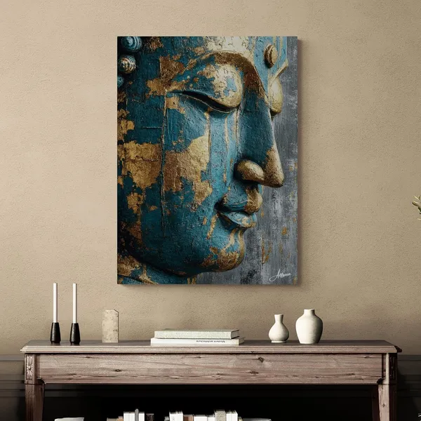 Gold_Teal_Buddha_Side_Face_Modern_Canvas_Painting_For_Home_And_Offices