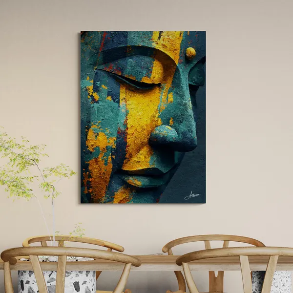 Buddha_Face_Teal_Mustard_Gold_Abstract_Canvas_Painting_For_Home_And_Offices