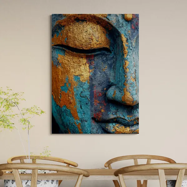 Gold_Teal_Buddha_Face_Abstract_Modern_Canvas_Painting_For_Home_And_Offices