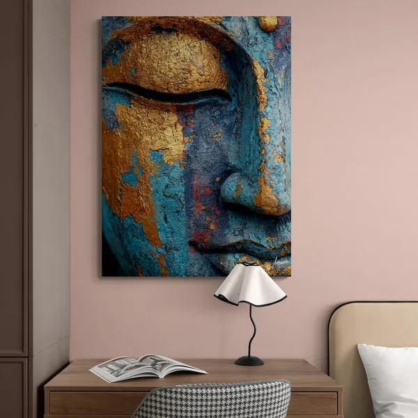 Gold_Teal_Buddha_Face_Abstract_Modern_Canvas_Painting_For_Home_And_Offices