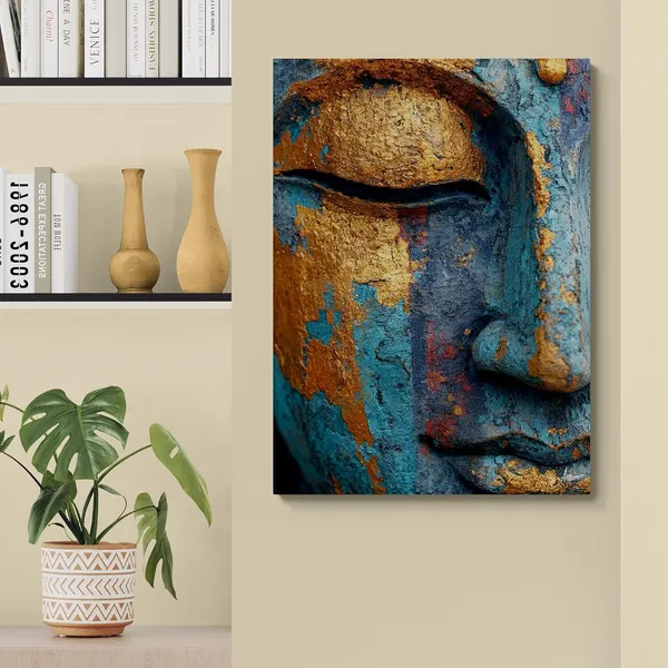 Gold_Teal_Buddha_Face_Abstract_Modern_Canvas_Painting_For_Home_And_Offices