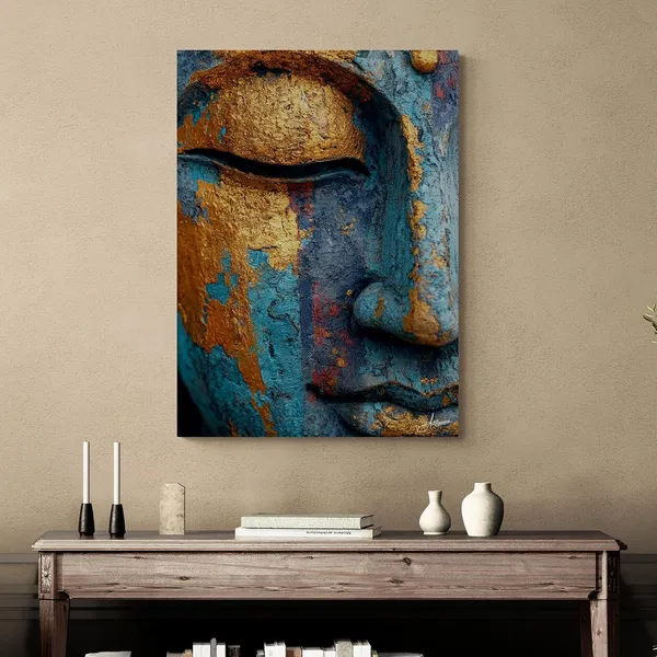 Gold_Teal_Buddha_Face_Abstract_Modern_Canvas_Painting_For_Home_And_Offices