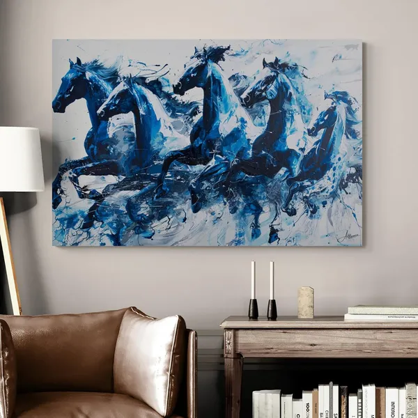 Blue_Abstract_Seven_Horses_Premium_Framed_Canvas_Painting_For_Home_And_Offices