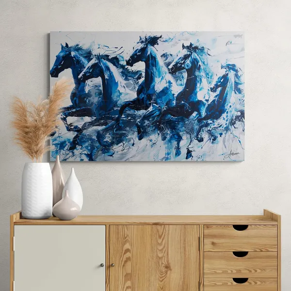 Blue_Abstract_Seven_Horses_Premium_Framed_Canvas_Painting_For_Home_And_Offices