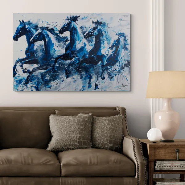 Blue_Abstract_Seven_Horses_Premium_Framed_Canvas_Painting_For_Home_And_Offices