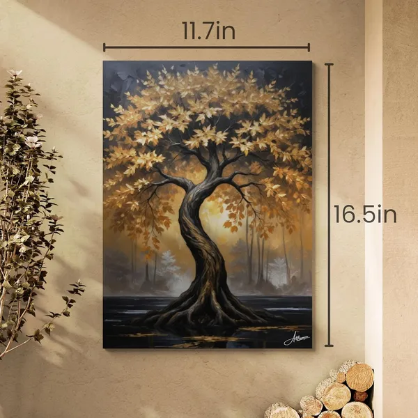 Lucky_Tree_Golden_Abstract_Hallway_Decor_Canvas_Painting_For_Home_And_Offices
