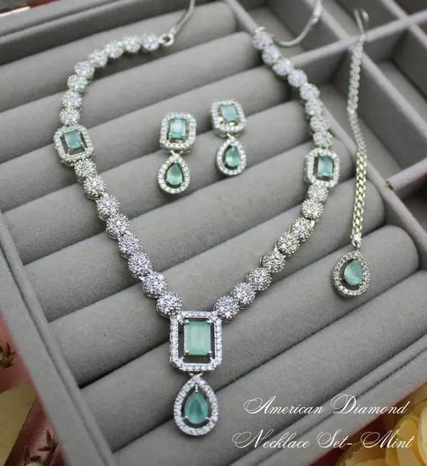 White_Brass_Silver_Plated_Beautiful_Uncut_2_Line_Necklace_Set_With_Maangtika_For_Women_And_Girls