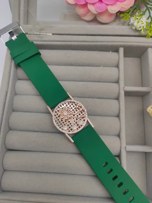 Rose_Gold_Plated_Wrist_Watch_Style_Belt_Bracelet_For_Women_And_Girls