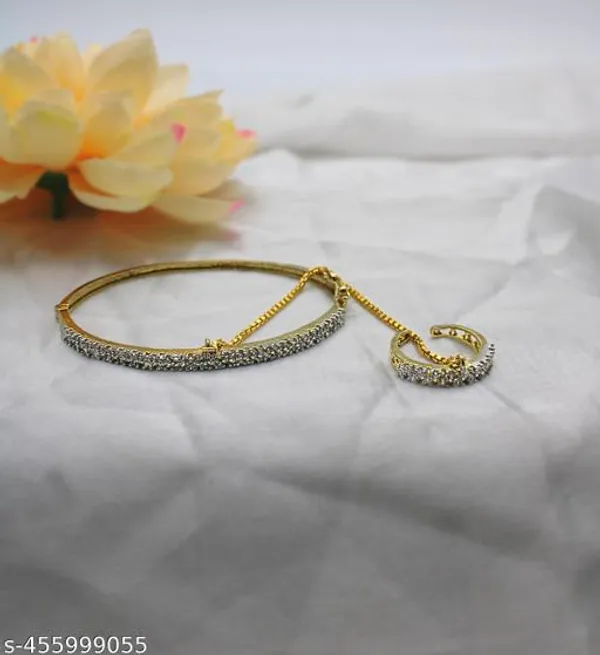 Gold_Plated_Shimmering_Chunky_Bracelet_And_Bangles_For_Women_And_Girls