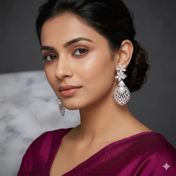 American_Diamond_Pearl_Drop_Earrings_for_Women_|_Floral_CZ_Party_Wear_Dangler_Earrings